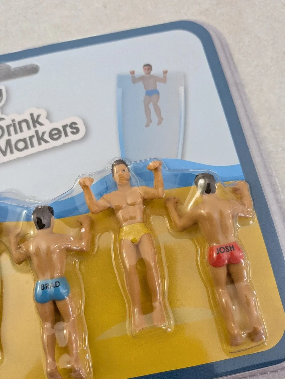 Drinking Buddies Drink Markers - Men Swim Figurine Set, Multicolor NEW 6 Pack